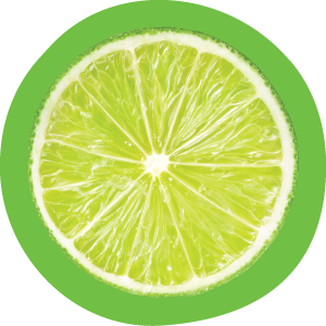 Sliced lime with a green circle background