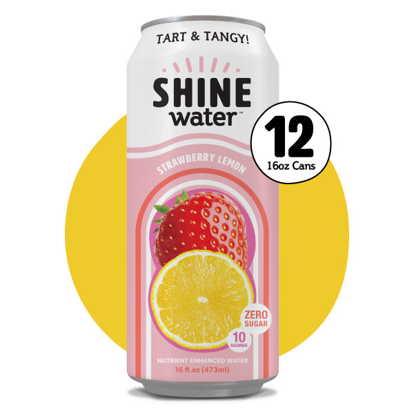 Shine water can with strawberry lemon flavor on a white background