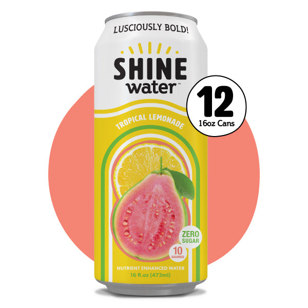 Shine water can with tropical lemonade flavor on a white background