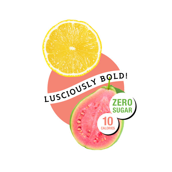 Illustration of a sliced lemon and guava with text on a white background