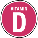 Circular logo with the letter 'D' inside, representing vitamin D, on a white background.