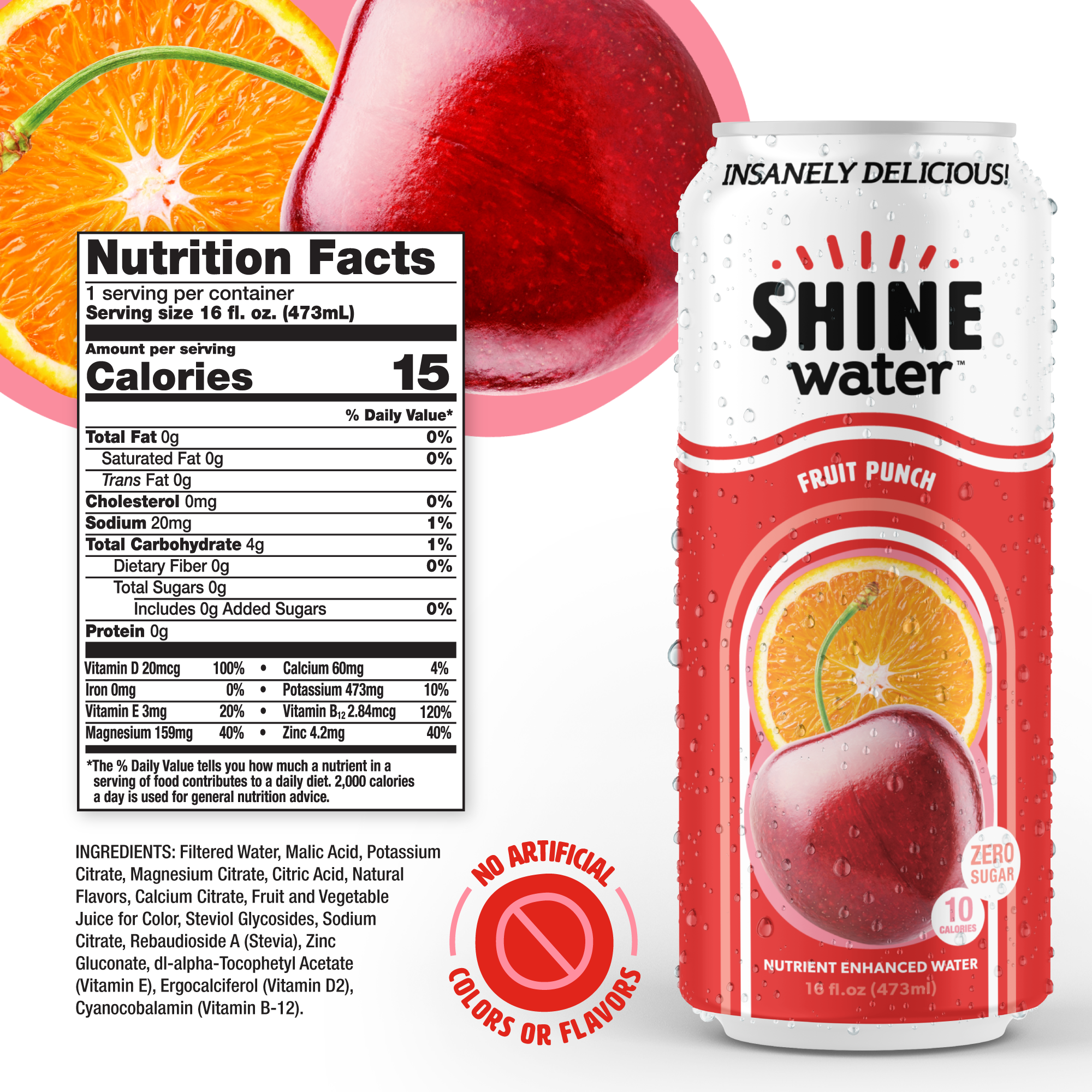 Fruit Punch Flavored Vitamin Enhanced Water - 12 Pack