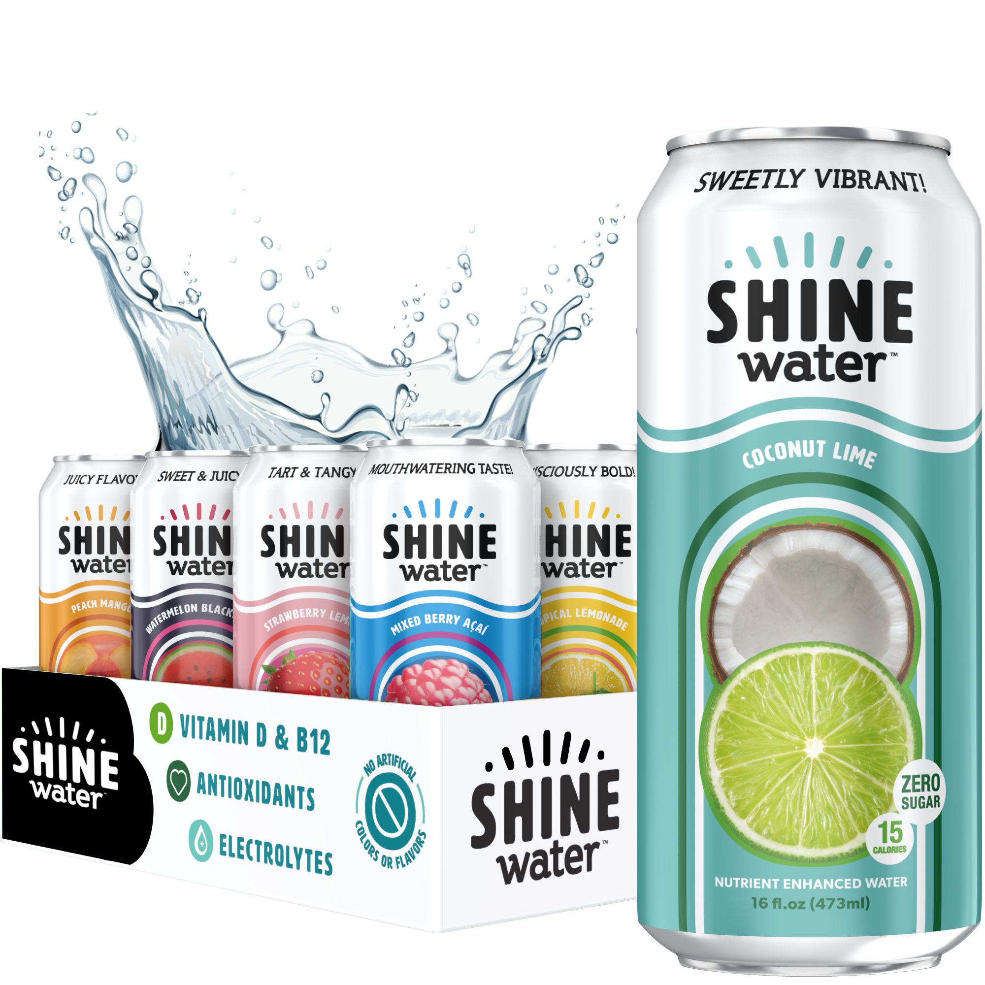 ShineWater Variety Pack Vitamin D Electrolyte Drinks - 12 Pack