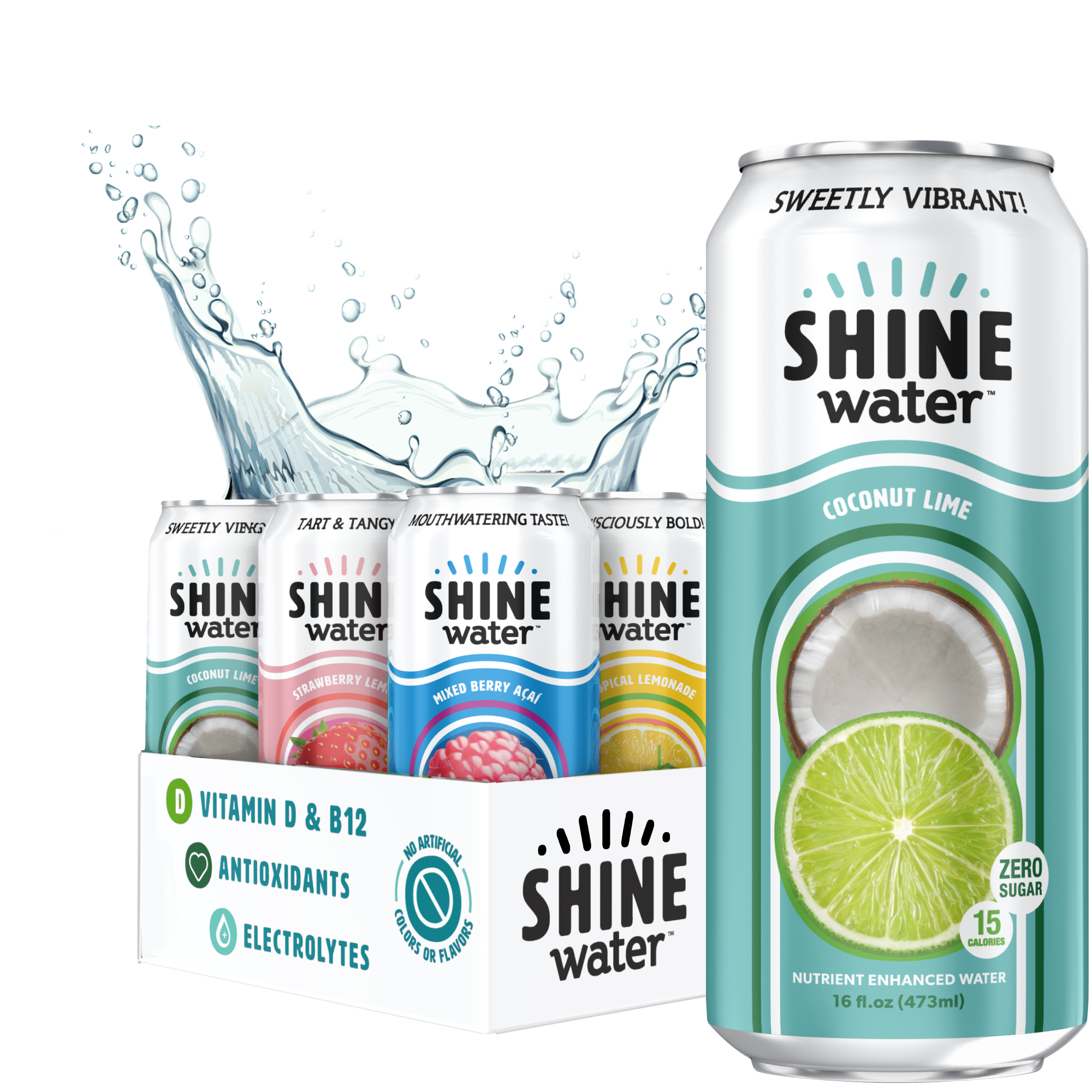 ShineWater Variety Pack Vitamin D Electrolyte Drinks - 4 Pack