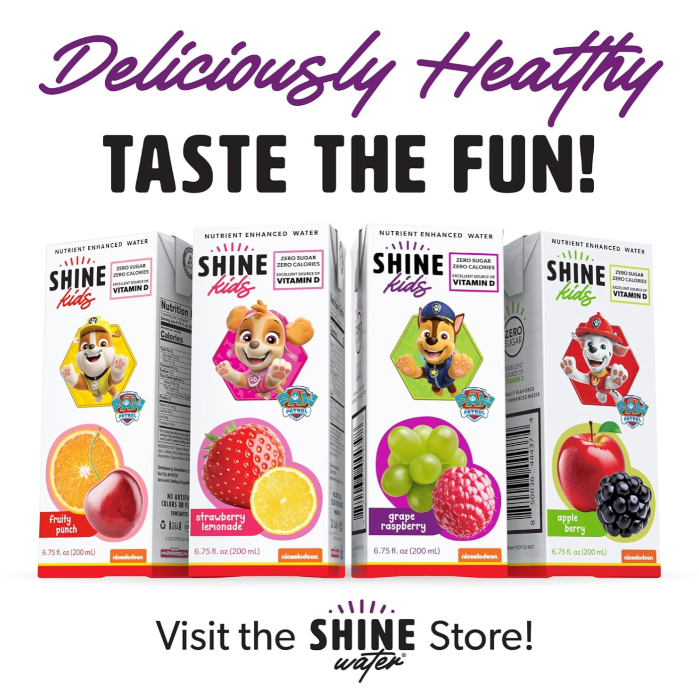 ShineWater Kids Variety Pack Vitamin D Drink Boxes - 4 Pack