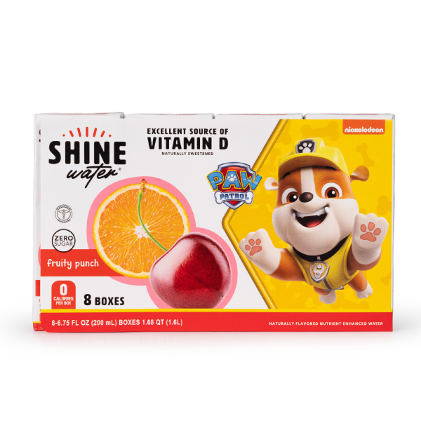 Box of Shine water with Paw Patrol character on a white background