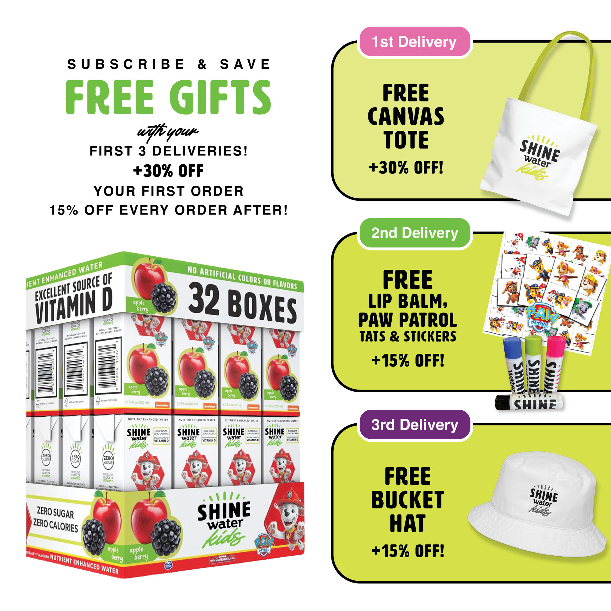ShineWater Kids Apple Berry subscribe and save, free gifts with your first three deliveries