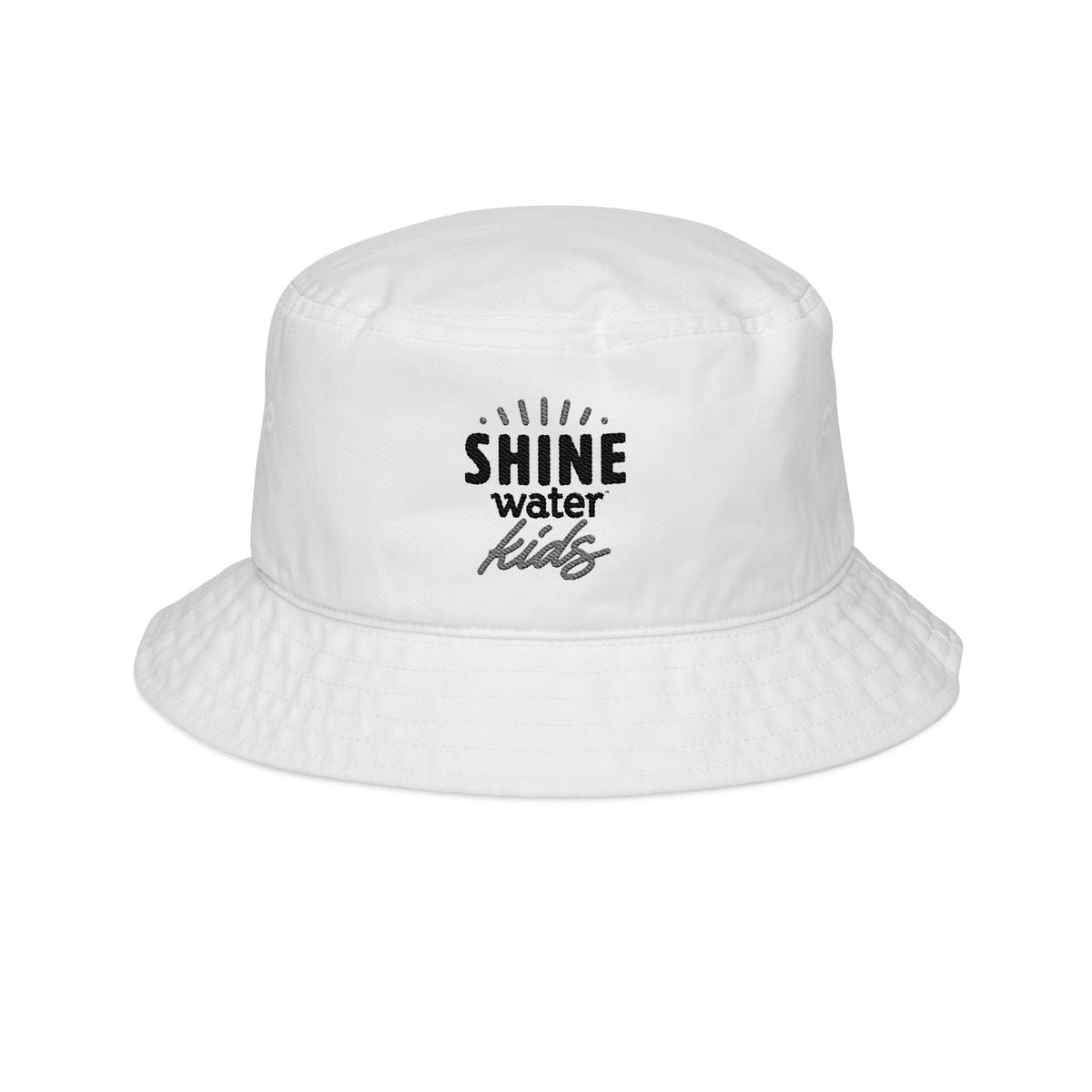 Embroidered ShineWater Kids bucket hat, white