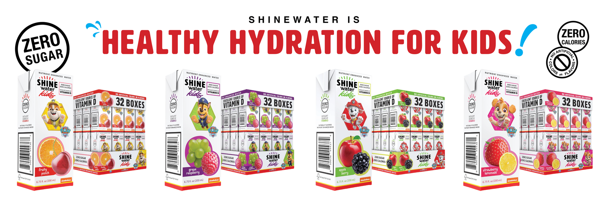 ShineWater is Healthy Hydration for Kids - ShineKids Paw Patrol drink boxes